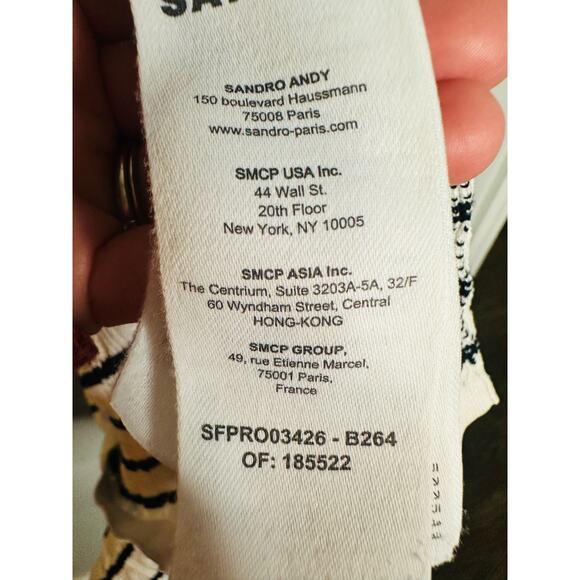 SANDRO White Black Stripes Sleevesless Metallic Buttons Molina Shirt Dress 36 - Picture 12 of 16